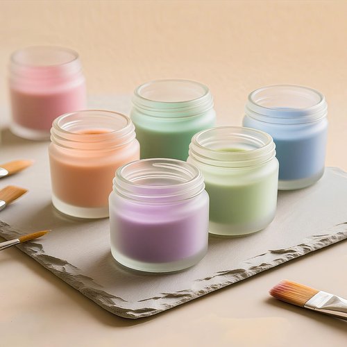 2oz Jars with Lids, Hoa Kinh 24 Pack Frosted Glass Jars with Woodgrain Lids Empty Cosmetic Containers Round Airtight Glass Jar with Inner Liners and Lid for Storing Lotions, Powders, and Ointments