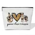 Dog Lover Gifts Makeup Bags for Women, 1 Pack Cosmetic Travel Toiletry Bag, Australian Shepherd Dog Gifts for Women Dogs Mom Pet Lover Puppy Owner, Doggy Cosmetic Bag Pouch - Peace Love Aussie - L721