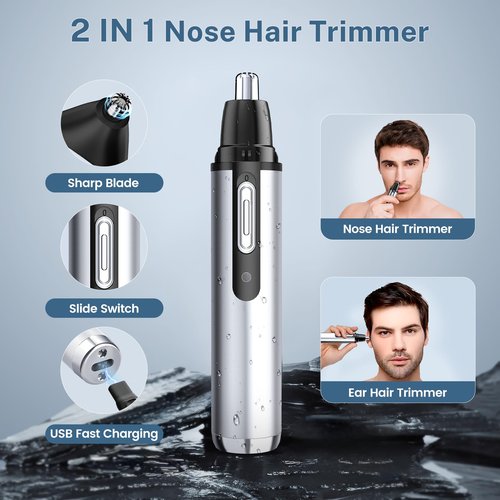 KIKIDO Hair Clippers for Men, Professional Cordless Hair Trimmers Set, Rechargeable Nose Hair Beard Trimmer, Hair Cutting Machine Haircut Grooming Kit (Sliver-3)