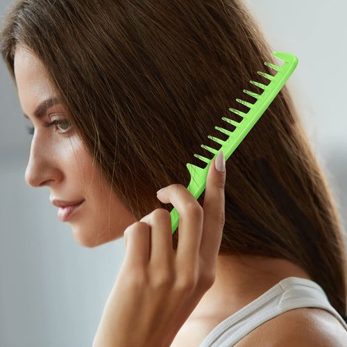 Vesici 100 Pcs Wide Tooth Comb Bulk for Women Colorful Holiday Homeless Gifts Bulk Detangling Pocket Comb with Round Handle for Barber Charity Hotel Flat Hair Long Curly Wet Hair Cutting