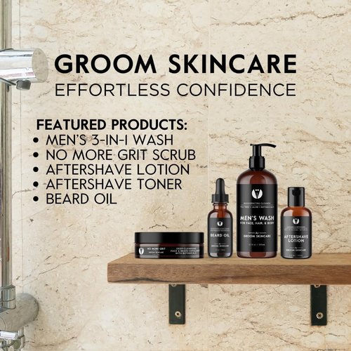GROOM After Shave Lotion for Men - Soothing Moisturizer with Aloe & Vitamin E | Fights Irritation & Razor Bumps | 4 oz