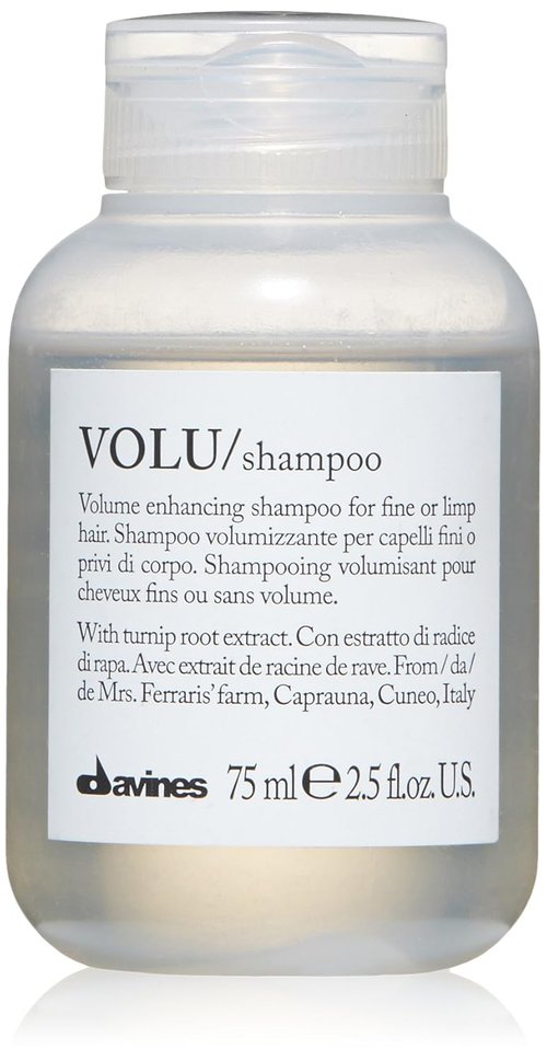 Davines VOLU Shampoo - Volumizing Gentle Cleanser for Fine Hair | Soft, Light & Body-Boosting, Travel Size 2.54 Fl Oz