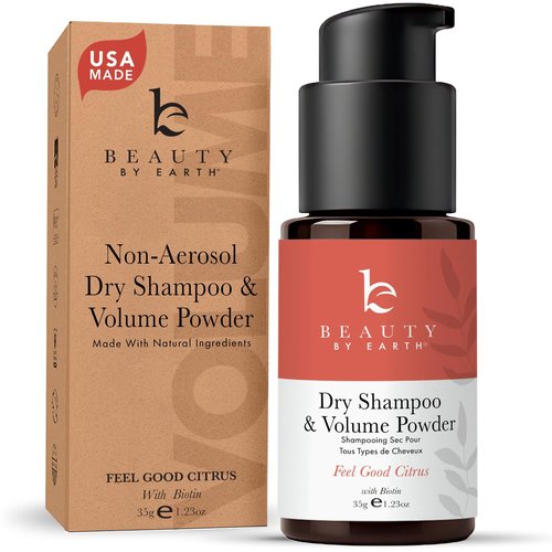 Beauty by Earth Non-Aerosol Dry Shampoo Powder - Volumizing, Non-Toxic Formula with Biotin | Made in USA
