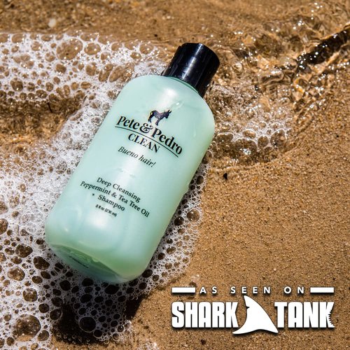 Pete & Pedro CLEAN Shampoo - Deep Cleansing Tea Tree Oil & Peppermint Formula for All Hair Types | 8.5 oz | Dandruff & Greasy Hair Relief