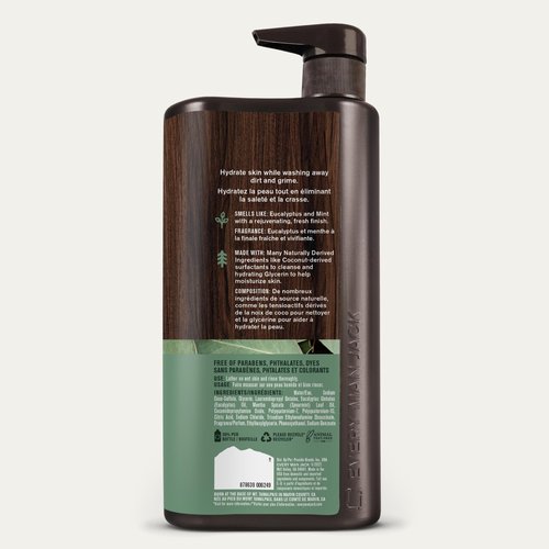 Every Man Jack Eucalyptus Mint Hydrating Mens Body Wash for All Skin Types - Cleanse, Nourish, and Hydrate Skin with Naturally Derived Ingredients - Paraben Free, Phthalate Free, Dye Free - 33.8oz