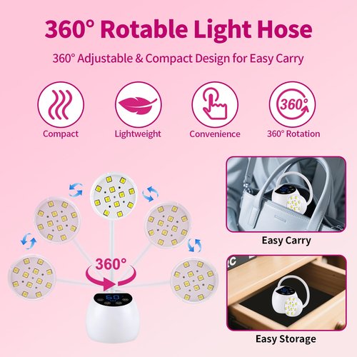 Kikugu UV Nail Lamp,36W Cordless Gooseneck UV Light Gel x Flash Cure Lamp with 3 Timers and Auto Sensor for Gel Polish Nail Art(White)
