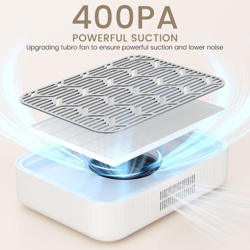 pozoera Nail Dust Collector Cordless - Rechargeable Nail Dust Collector Quiet & Powerful Suction, Professional Nail Tech Dust Collector for Acrylic Gel Polish Manicure Pedicure at Salon&Home