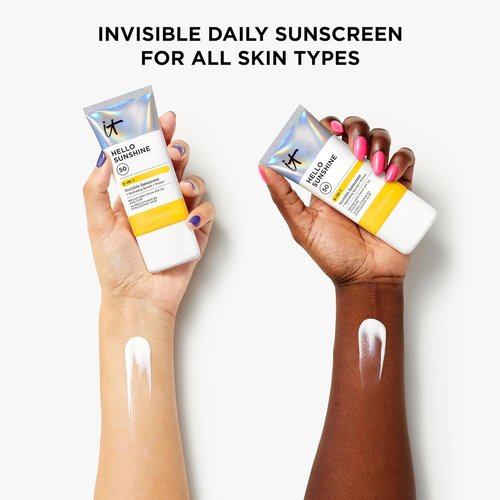 IT Cosmetics Hello Sunshine Invisible Sunscreen SPF 50 - Hydrating Serum & Makeup Primer with Pro-Vitamin B5 & Hyaluronic Acid - No White Cast, HSA/FSA Eligible