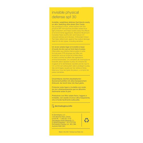 Dermalogica Invisible Physical Defense SPF 30 Face Sunscreen - Non-Greasy Moisturizer Protects Against UVA/UVB/Blue Light (1.7 Fl Oz)
