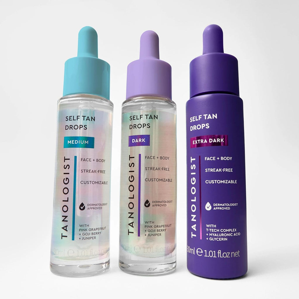 Tanologist Dark Self Tan Drops - Streak-Free Tanning Solution for Face & Body | Vegan, 1.01 fl. oz/30 ml