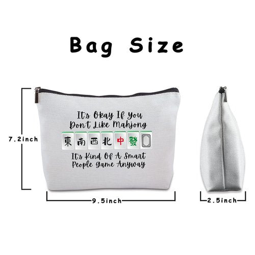 Funny Mahjong Zipper Makeup Bag Travel Cosmetic Bag Mahjong Lover Gift Gambling Gifts for Grandma Aunt Mom Sister Besite Friend for Birthday Christmas Retirement Thanksgiving Gifts