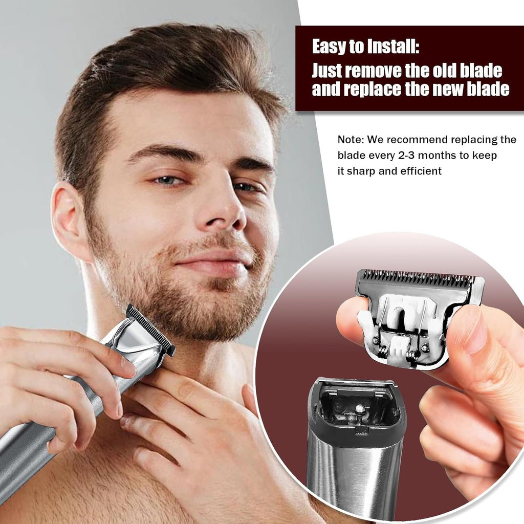 Wahl 40mm Replacement Detachable T Blade - Stainless Steel Compatible with All-in-One Trimmer | Black (2 Pack)