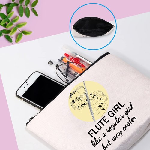 GJTIM Flute Player Gift Flute Lover Gift Marching Band Flutist Makeup Bag Travel Zipper Pouch for Flutists (Flute Bag)