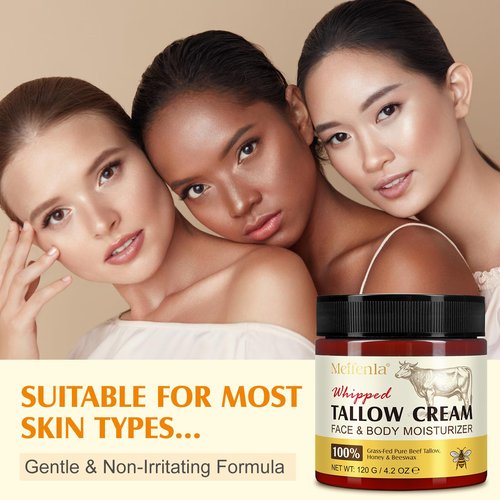 Meifenla Beef Tallow for Skin, Tallow and Honey Cream Natural Tallow Face Moisturizer,Hydrating Beef Tallow Balm Deeply Moisturizing for Face & Body Skin Care
