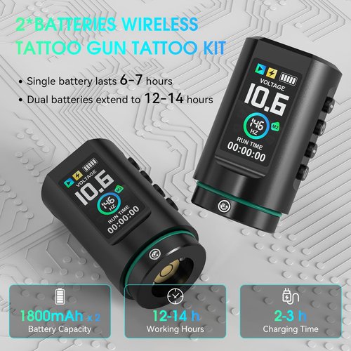 Solong E201 Pro Cordless Tattoo Gun Kit Tattoo Machine with 7 Strokes Length,Dual 1800mAh Power Batteries and 100ML Tattoo Ink Mechanical Tattoo Supply for Beginners & Artists SL-TKE201A-1-US