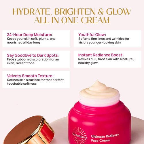 GLOWISSIMA Ultimate Radiance Face Cream - Nourishing Moisturizer for Smooth Skin, Even Tone, Fragrance-Free