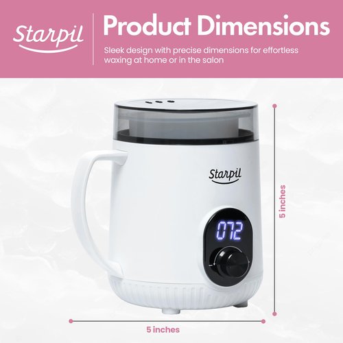Starpil Wax Warmer - Digital Mini Wax Warmer for Hair Removal 8.4oz / 238g – Best for Hard Wax Beads – Use for Hair Removal – Adjustable Temperature Wax Pot for Facial Hair (White)