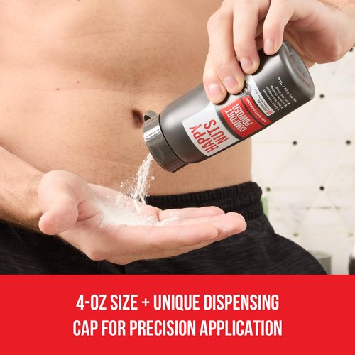 HAPPY NUTS Comfort Powder Deodorant For Men: Anti-Chafing, Sweat and Odor Control for Jock Itch, Aluminum-Free, Ultimate Gift for Men's Private Parts 4 oz (1 Pack), Original Scent