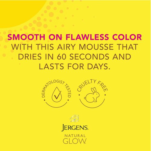 Jergens Natural Glow Instant Sun Self Tanner Mousse Bundle, Light Bronze, Sunless Tanning, 6 Oz Bottle and Application Mitt