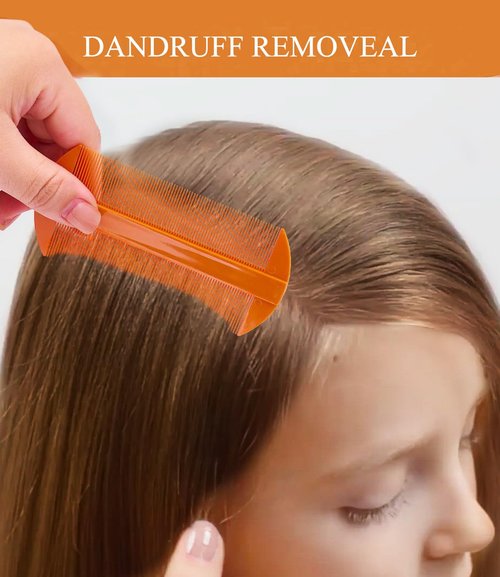 Dandruff Comb | Stainless Steel Fine Tooth Scalp Detox Tool for Women, Men & Kids - Black & Orange