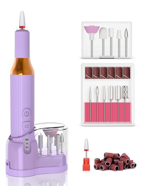 DEEHENK Nail Drill,Cordless Electric Files for Gel Nails E-File Manicure Kit Women Rechargeable Cordless Drill para Uñas Profesional Machine Grinder Acrylic Purple