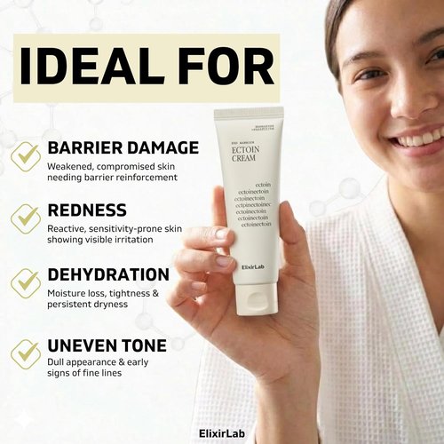 Ectoin Cream 10,000ppm - Korean Barrier Repair Moisturizer with Panthenol & Niacinamide | Fragrance-Free for Sensitive Skin | 1.69 fl oz
