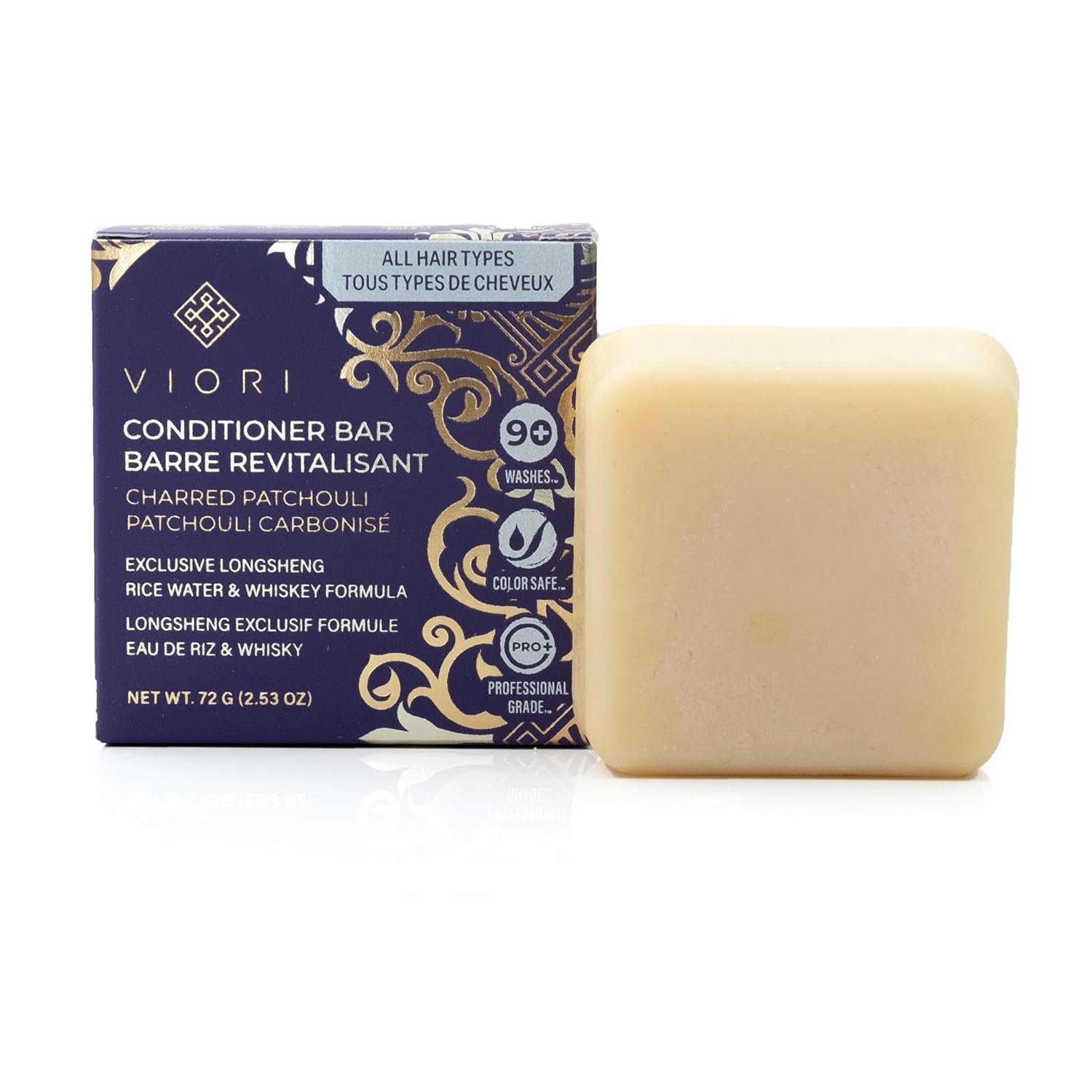Viori Hamish & Co. Conditioner Bar for Men - Charred Patchouli, Whiskey Infused, Natural & Handcrafted in Scotland