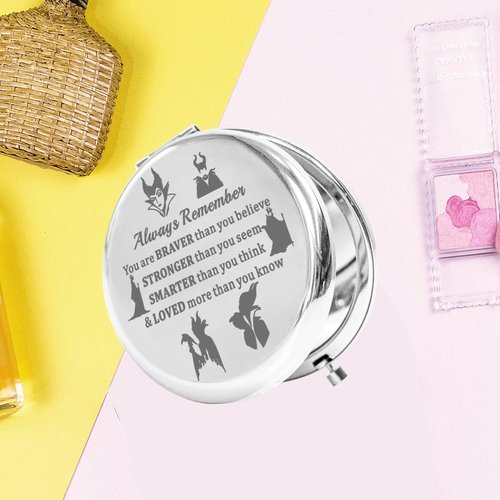 KEYCHIN Evil Queen Pocket Mirror Villain Movie Fans Gifts You are Braver Stronger Smarter Than You Think Compact Mirror for Women Girls Teenagers (Villain Always-S)