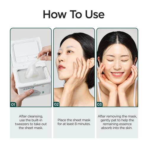 P.CALM Barrier Cycle Daily Sheet Mask – 30-Day Sheets with Papaya Extract & Allantoin for Sebum Care & Moisturizing, Korean Skincare (350g / 12.35 oz)