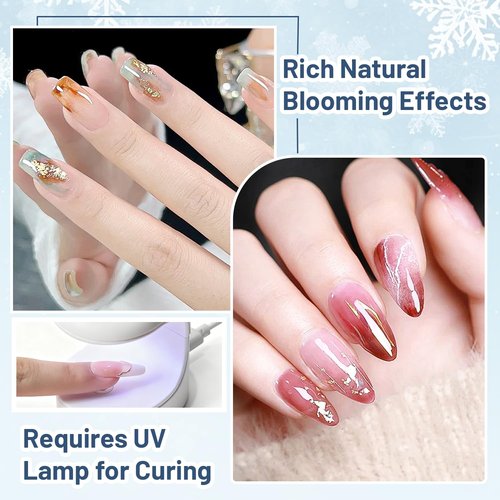 JODSONE 10Pcs Blooming Gel Nail Polish Refill Pack,10g Long Pouch Jelly Sticks, Blooming Gel Nail Polish Easy-Pour for Nail Art, Space-Saving & Portable for Professional & DIY Use