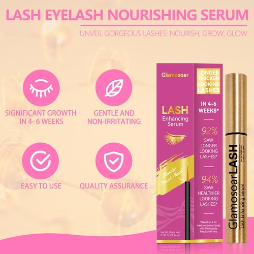 Glamosoar Lash Serum Eyelash Growth Serum Lash Enhancing - Get Fuller,Longer,Stronger Lashes 4ml