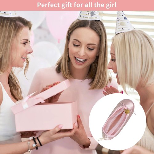 PWQEIONC Ballet Shoe Makeup Bag with Mesh Window Panel, Small Cosmetic Bag for Trip Portable Cosmetic Travel Bag, Ballet Dance Shoe Makeup Bag Gifts for Women Girl Dancer Lover (Pink)
