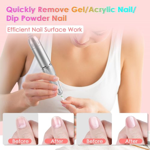 19-Pieces Nail Drill Bits Sets, 3/32 Inch Carbide and Ceramic Acrylic Gel Remover Nail Drill Bits Kit for Electric Nail File Machine, Acrylic Nail Art Tools for Manicure Pedicure, Home Salon Use