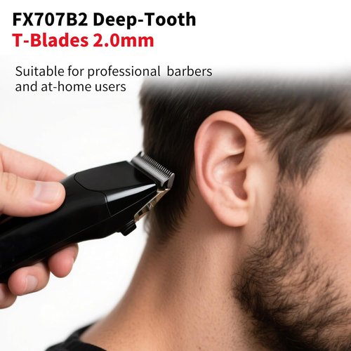 BaBylissPRO FX707B2 Trimmer Blades - Deep Tooth T Blade Replacement for FX787 & FX726 | 2 Pack, Black