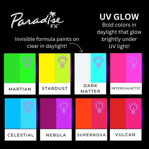 Mehron Makeup Paradise FX Neon UV Glow 8 Color Palette | Magnetic Refillable Special Effects Paint Palette | Professional Water Activated Paint for Raves, Costumes, SFX, Halloween, & Cosplay