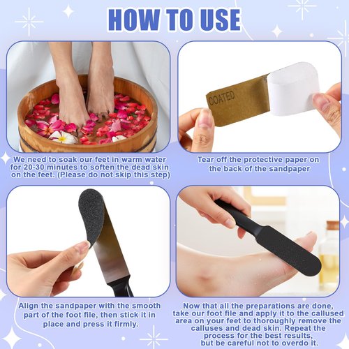 Mudder 2 Pieces Stainless Steel Pedicure Foot File Callus Remover Foot Scrubber Rasp with 20 Replaceable Coarse/Fine Double Side Reusable Pads for Care Cracked Skin Callus Remover Tool(Black)