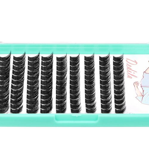 Dedila Large Tray-Grafted Wide Stem Individual False Eyelashes Thick Base 120 Clusters D Curl Natural Long Volume Eye Lashes Extensions Dramatic Look 8-20mm Available (Mixed 10-12mm)