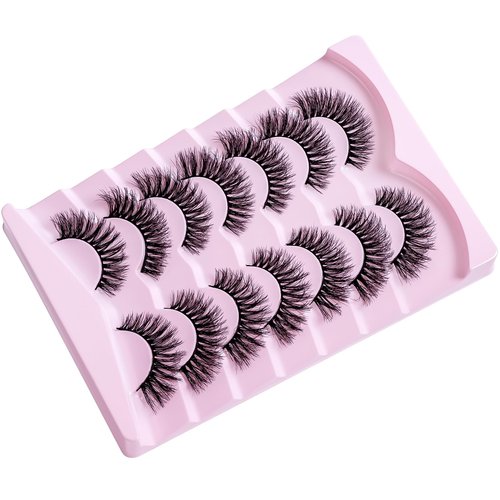 PAVONNE Cat Eye Lashes Wispy Fluffy, 8D Faux Mink 12-18MM (7 Pairs) - Dramatic Volume, Waterproof Lightweight, Daily & Party Wear, Reusable (B Curl)