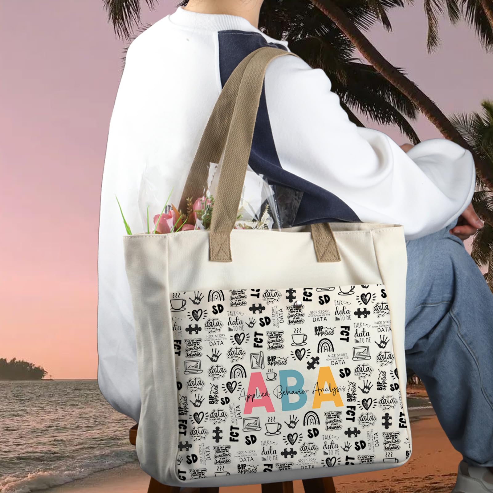 WCGXKO ABA Therapist Behavior Therapist Gift ABA Therapist Survival Kit Tote Bag (ABA TB)