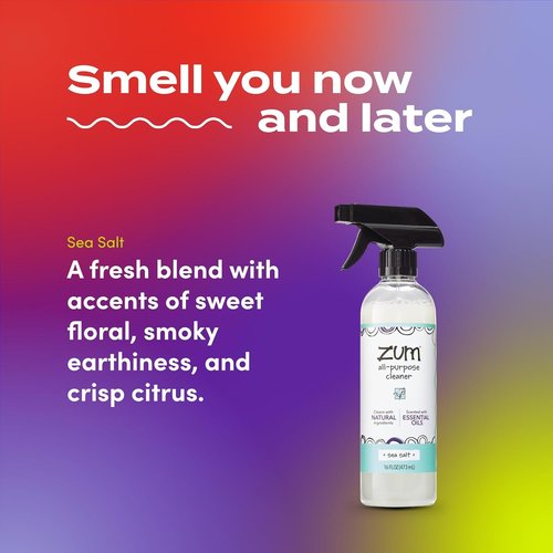 Indigo Wild Zum All-Purpose Cleaner - Natural Essential Oil Formula with Baking Soda - Sea Salt, 16 fl oz