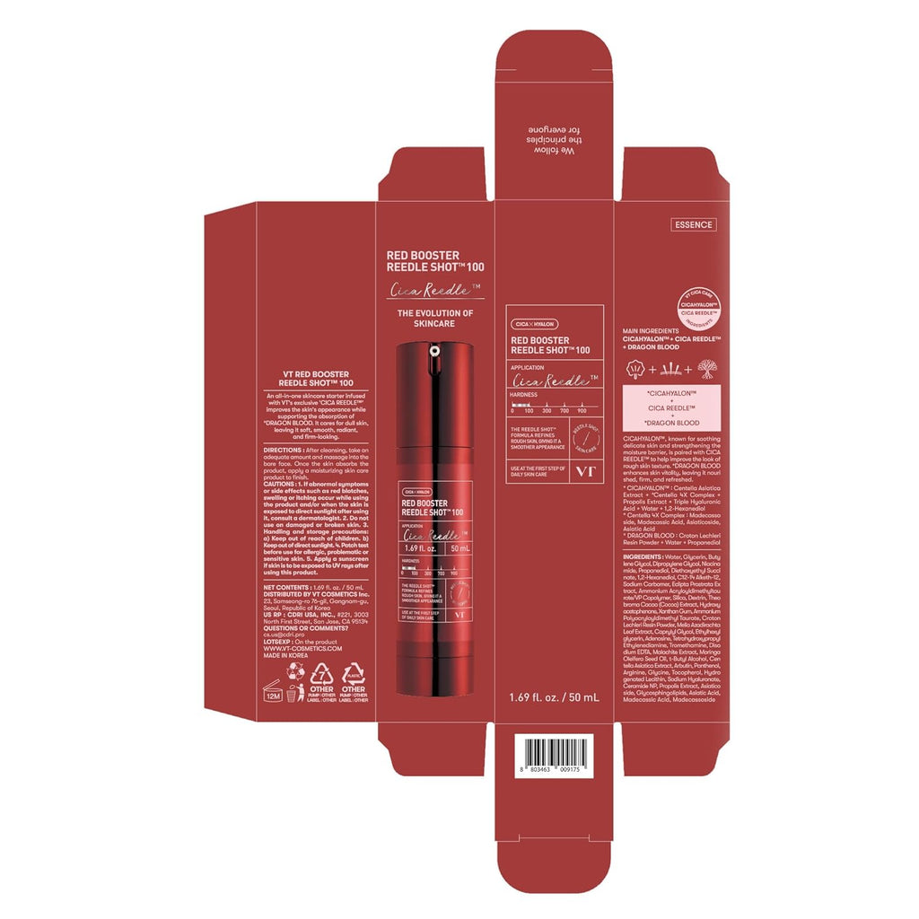 VT COSMETICS Red Booster Serum - Dragon’s Blood & Exosome Microneedling Formula | 1.69 fl oz (50ml)