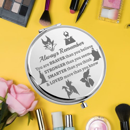 KEYCHIN Evil Queen Pocket Mirror Villain Movie Fans Gifts You are Braver Stronger Smarter Than You Think Compact Mirror for Women Girls Teenagers (Villain Always-S)