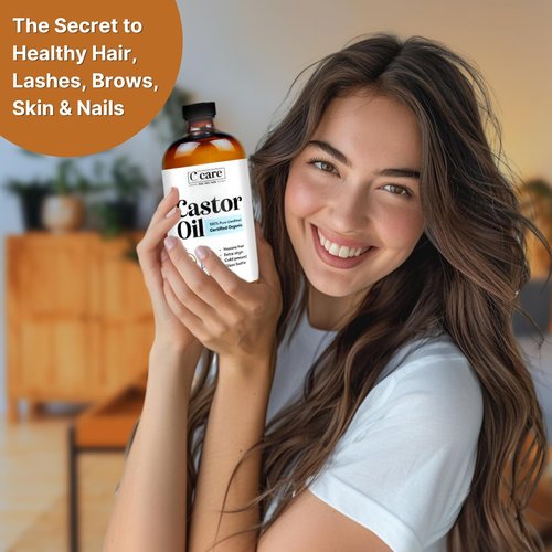 Castor Oil 100% Pure Organic - Cold Pressed Unrefined Glass Bottle | USDA Certified | 16oz for Hair Growth & Skin