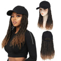 AliRobam Hat Wig Baseball Cap with Short Pre-Twisted Passion Twist Hair Extensions Ombre Brown Synthetic Curly Ends Braids Sewed in Adjustable Black Baseball Hat Wig for Black Women(12inch, T27)
