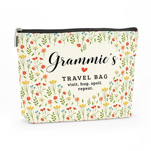 Grammie's Travel Bag Mothers Day Makeup Bag Grandma Gifts Grandma Birthday Gifts Funny Coloful Floral Cosmetic Bags for Women Nana Gigi Mimi Nanny Granny Mom Chirstmas Appreciation Retirement Gift