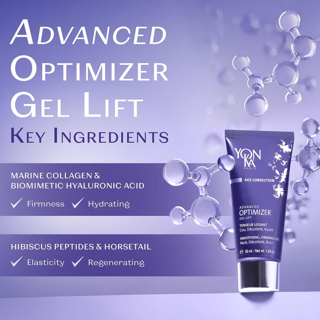 Yonka Advanced Optimizer Lift Gel - Anti-Aging Neck Cream with Marine Collagen & Hyaluronic Acid | 1.69 oz