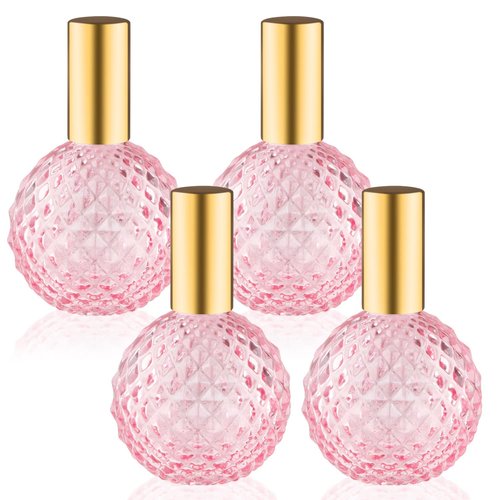 4 Pcs 100ml/3.38oz Glass Spray Bottle Empty Perfume Atomizer Fine Mist Spray Cosmetic Container Decorative Bottles for Liquid Make Up - Pink