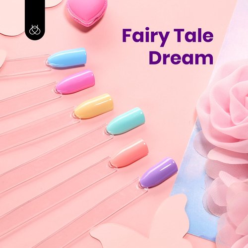 Beetles Pastel Gel Polish - Fairy Tale Dream 6 Colors Hema-Free Gel Polish Set, 15ML Pastel Yellow Pink Blue Purple Nail Colors, with Colorful Bottle Soak off Uv Led Lamp Nails