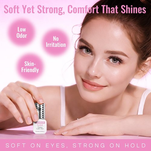 CALAILIS Lash Cluster Glue, Strong Hold Long Lasting 4+ Weeks Cluster Lash Glue Waterproof Semi-Permanent Eyelash Extension Adhesive Open Eyes for Professional Use (5ml)