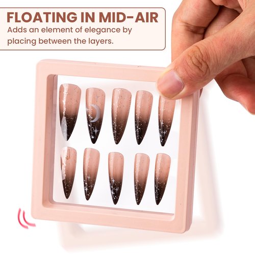 Noverlife 10PCS Press On Nail Packaging Boxes, Premium Clear Floating Display Nail Storage Box, PE Film Nail Packaging Cases for Press on Nail Display False Nails Tips Nail Salon Jewelry Earrings